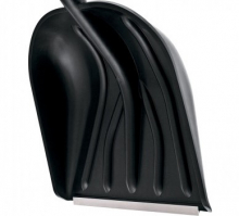 Лопата пластиковая 400x400 «Метель» черная с алюминиевой накладкой без черенка